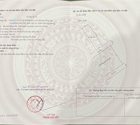 Đất 86,9m2 mặt đường 21m khu tđc Đồng Bồ, Q Hải An